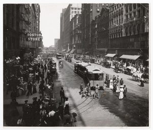 State Street, Chicago, Illinois, EUA, c.1905 (foto a p/b) de Barnes and Crosby