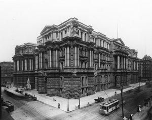 Vista, de, Chicagos, prefeitura, e, cozinheiro, município, corte judicial, c.1900 de Barnes and Crosby Barnes and Crosby