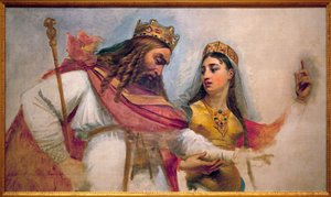 Clovis e Clothilde; Clovis I, rei dos Francos (466-511) e sua esposa Clothilde (São Clothilde) (475-545), que o converteram à fé católica.
