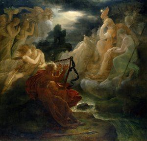 Na margem do Lora, Ossian conjura um espírito com o som da sua harpa, c.1811