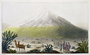 Monte Chimborazo, Equador, de &39;Le Costume Ancien et Moderne&39;, Volume II, prato 3, de Jules Ferrario, gravado por Paolo Fumagalli, publicado c.1820s-30s