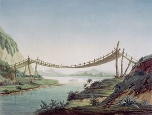 Ponte de corda perto de Penipe, atravessando o rio Chambo, México, 1810