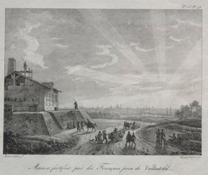 Campanha espanhola: um edifício fortificado pelos franceses perto de Valladolid de Baron Louis Albert Guillain Bacler d