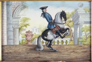 No. 41 Um cavalo malhado da Escola de Equitação Espanhola que executa o Pesade (wc em papel)