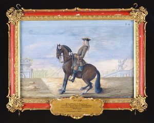 No. 54 Um cavalo de castanha dinamarquês da Escola de Equitação Espanhola que executa um movimento de dressage (wc em papel) de Baron Reis Eisenberg