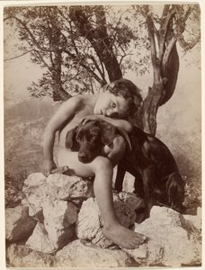 Rapaz jovem nu e cão de Baron Wilhelm von Gloeden