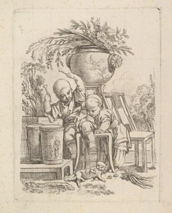Duas crianças, uma a tocar tambor. de Baron de Thiers Louis Antoine Crozat