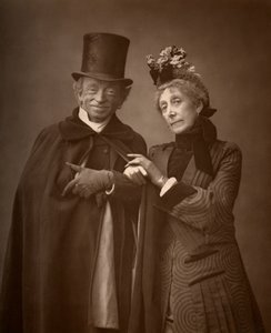 Atores americanos James Lewis e Ann Gilbert em A Night Off, 1886