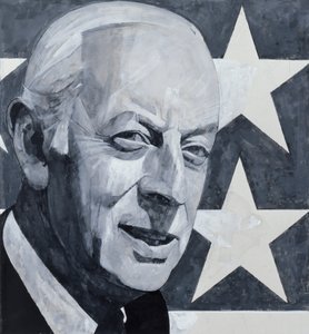 Retrato de Alistair Cooke, ilustração para o ouvinte, de 1970 (guache a bordo)