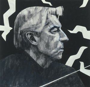 Retrato de Herbert von Karajan, ilustração para o The Sunday Times, 1970 (guache a bordo)