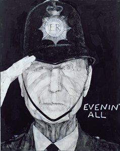 Retrato de Jack Warner como Dixon de Dock Green, ilustração para o ouvinte, de 1970 (guache a bordo)