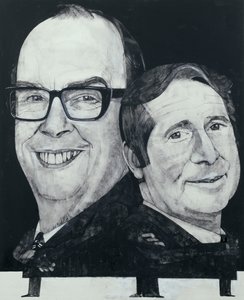 Retrato de Morecambe e sábio, ilustração para o ouvinte, 1970 (guache a bordo)