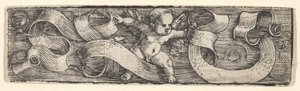 Menino pisando à direita sobre Banderoles, meados do século 17. de Barthel Beham