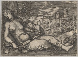 Cópia de Der Welt Lauf Sleeping Justice, início do século XVI. de Barthel Beham