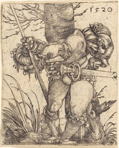 Soldado de infantaria na frente de uma árvore de Barthel Beham