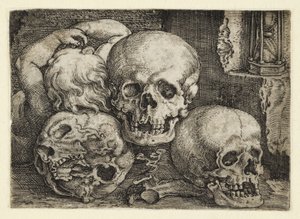 Criança com três crânios de Barthel Beham