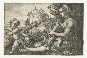 Mãe com dois filhos de Barthel Beham