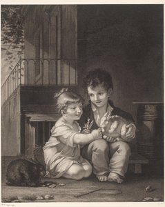 Duas crianças com coelhos
Mange mon petit, mangue de Barthélémy Joseph Fulcran Roger
