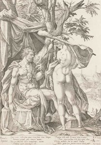 Hércules e Omphale, 1590 de Bartholomaeus Spranger