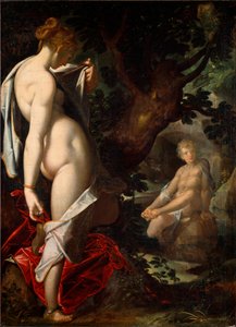 A naiada Salmacis admirando Hermafrodita tomando banho em uma fonte (Pintura