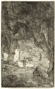 Gruta e Frades, de As Ruínas de Roma de Bartholomeus Breenbergh