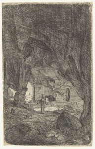 Interior de uma caverna A caverna em Valmontane. Ruínas romanas (título da série) Verscheyden entrou no prédio dilapidado Soo como buyten Romen (título da série) de Bartholomeus Breenbergh