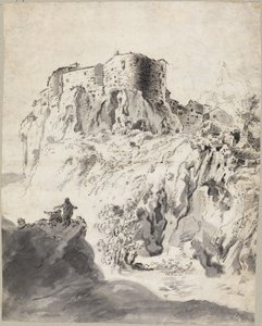 Paisagem italiana com castelo