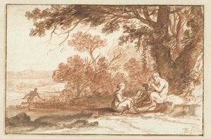 Paisagem com a ninfa Córsega e o sátiro de Bartholomeus Breenbergh