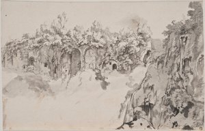 Ravina com grutas muradas de Bartholomeus Breenbergh