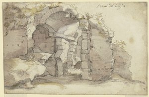 Ruínas de um antigo edifício com abóbada de berço de Bartholomeus Breenbergh
