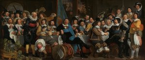 O Schützenmahl para celebrar a paz de Münster. 1648 de Bartholomeus van der Helst