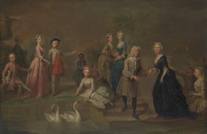 Uvedale Tomkyns Price 1685-1764 e membros de sua família, possivelmente no início da década de 1730.