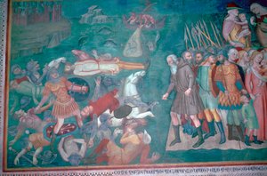 Afresco dos israelitas cruzando o Mar Vermelho, século XIV