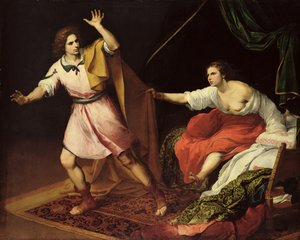 José e a Esposa de Potiphar de Bartolomé Esteban Murillo