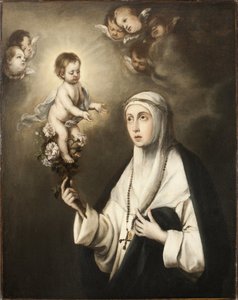 Rose de Lima (Isabel Flores de Oliva) (1586-1617) - Santa Rosa de Lima, de Murillo, Bartolome Esteban, Cópia após . Óleo sobre tela. Dimensão : 93x76 cm. Nationalmuseum Stockholm de Bartolomé Esteban Murillo