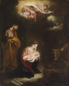 A Natividade com a Anunciação aos Pastores Além de Bartolomé Esteban Murillo
