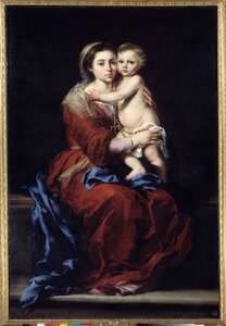 A virgem do rosário. A Madonna tem a criança. Pintura de Bartolome Murillo (1618-1682) de Bartolomé Esteban Murillo