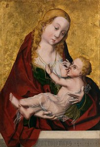 ""Virgem amamentando o menino"" (a Virgem amamentando o Menino) Pintura do mestre Bartolomé (ativo 1470-1610) por volta de 1490 - Óleo sobre madeira Dim 52x35 cm Museu do Prado, Madrid de Bartolome Master