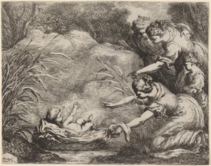 A descoberta de Moisés. de Bartolomeo Biscaino