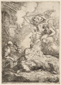 A Sagrada Família Adorada pelos Anjos A Grande Natividade, c. 1655.