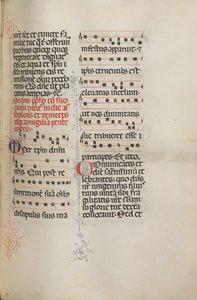 Missale: Fol. 180: Música para várias orações comuns, 1469. de Bartolomeo Caporali