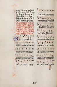Missale: Fol. 180v: Música para várias orações comuns, 1469. de Bartolomeo Caporali