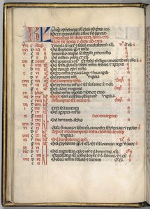 Missale: Fol. 6v: página do calendário de agosto, 1469.