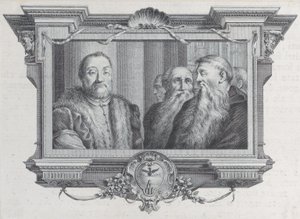 Três homens barbudos, um vestindo peles, 1756. Criadores: Bartolomeo Crivellari, Gabriel Söderling. de Bartolomeo Crivellari, Gabriel Söderling