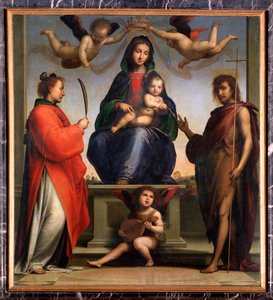 Virgem e criança com São João Baptista e São Estêvão (tempera e óleo sobre tela