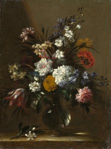 Um vaso de flores sobre uma mesa, c.1660-1670