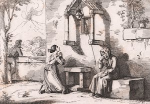Uma filha orando à Madonna por sua mãe doente, gravada por Bartolomeo Pinelli (Roma de Bartolomeo Pinelli