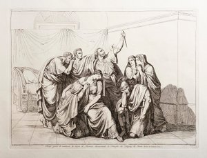 Brutus jura vingar a morte de Lucrécia e expulsa a família dos Tarquínios de Roma de Bartolomeo Pinelli