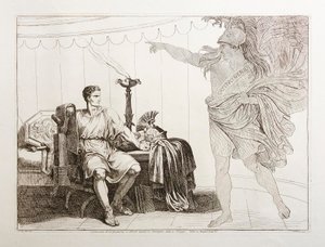 O fantasma de César aparece a Bruto antes da batalha de Filipos de Bartolomeo Pinelli