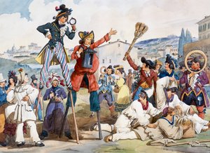 Carnaval em Roma, por Bartolomeo Pinelli (1781-1835), Itália